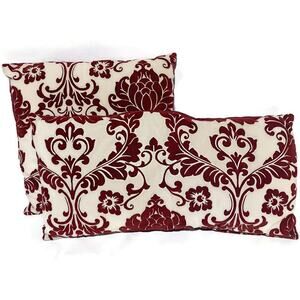 Creative Home Accent Decor Pillow Red White Tapestry Set of Two